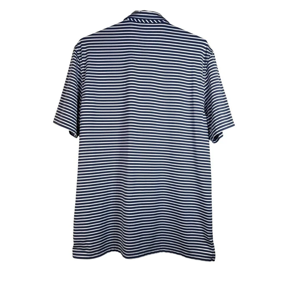 Vineyard Vines Mens Blue White Striped Performance Polo Short Sleeve Size L